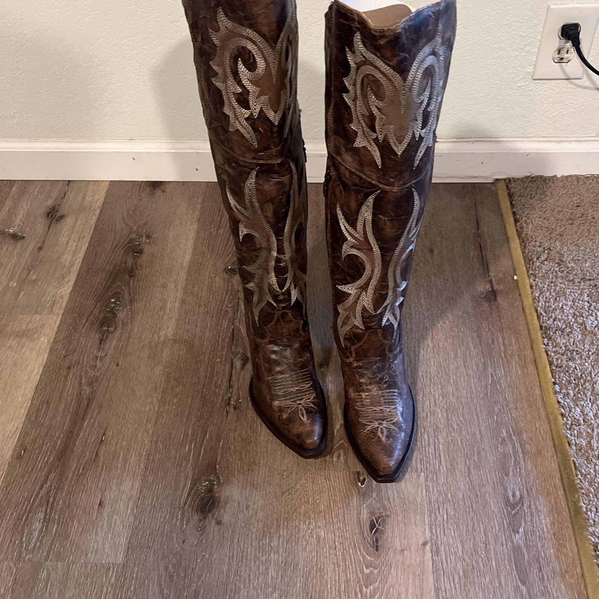  Cowboy Boots Womens Boots Dan Post Size 10 Brown Cowboy Boots Knee High Sexy Boots Womens Boots