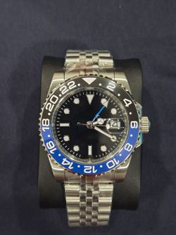 Mens Luxury Stainless Steel Watch Black Dial