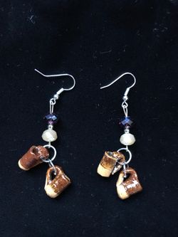 Miniature ceramic mugs earrings.