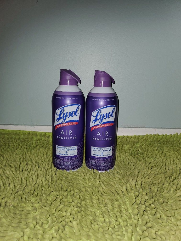 2 Lysol Air Sanitizer Light Breeze Scent 10oz
