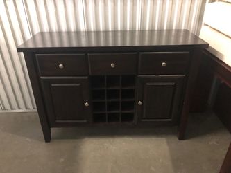 Dark Wood Sideboard Buffet with Wine Rack