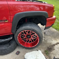 5-6x6.5 22” RED Rims With A New Spare