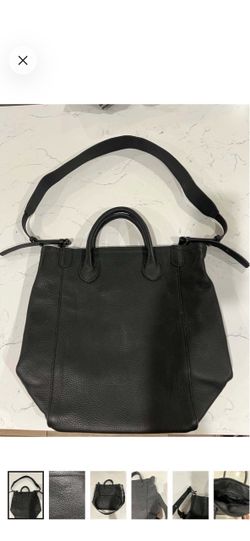 Black Pebbled Leather Tote Bag