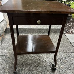 Unique Vintage Metal Typewriter Table Desk on Wheels w/ Drawer