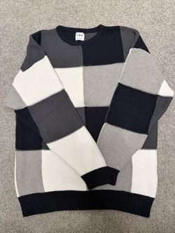 Zara Patchwork Knit Crewneck Sweater - Medium