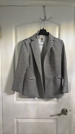 Anne Klein Black and White Striped Blazer
