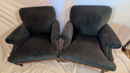 💙 Set of 2 RH‑Inspired Blue Lounge Arm Chairs