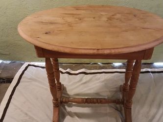 Antique Spruce Lamp/ Side Table With Drawer