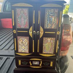 Lovely  Religious Inspired Jewelry Cabinet 