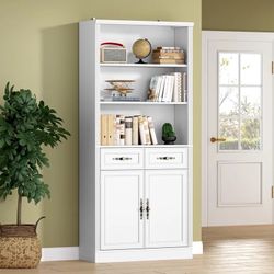 70.1" Tall Bookshelf with Drawers & Cabinet, 5-Tier Storage Organizer