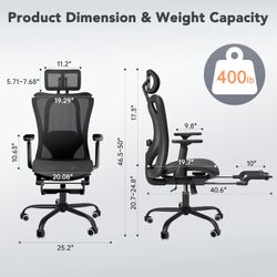 Mesh Office Chair with Footrest