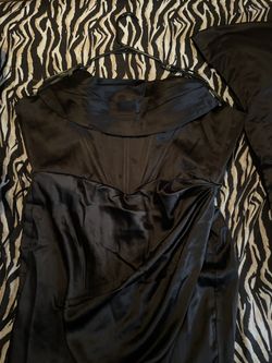 Long Black Satin Corset Prom Dress Size 14/Large