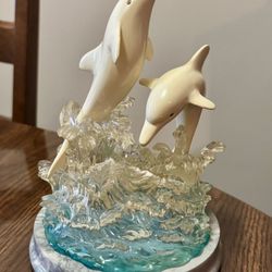 Elegant Dancers Dolphins Bradford Exchange Treasures of the Sea Vintage 2001 Lights Up See Description