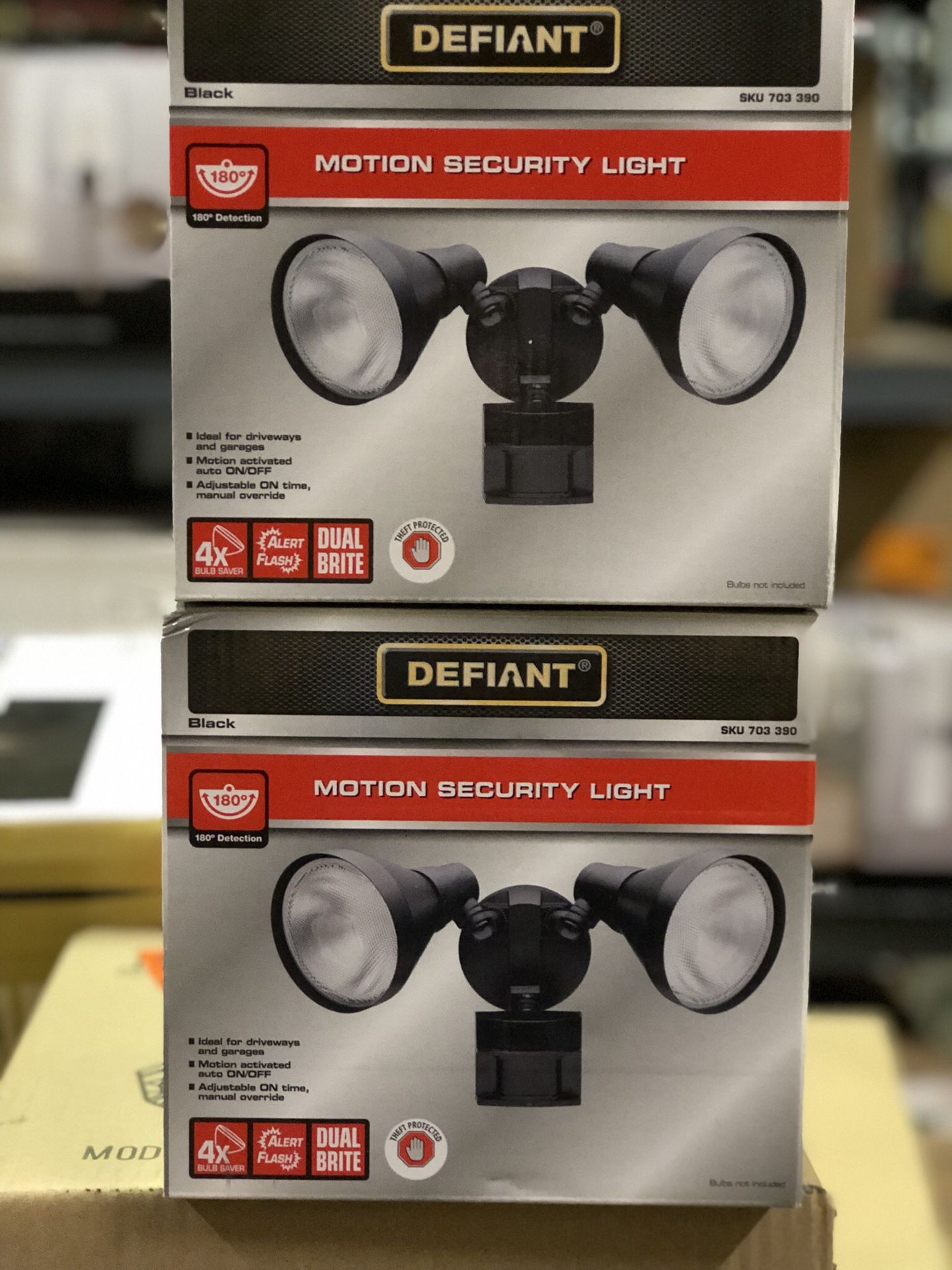 Defiant 180 Degree Black Motion-Sensing Outdoor Security Light- NEW IN BOX- 2 for $40