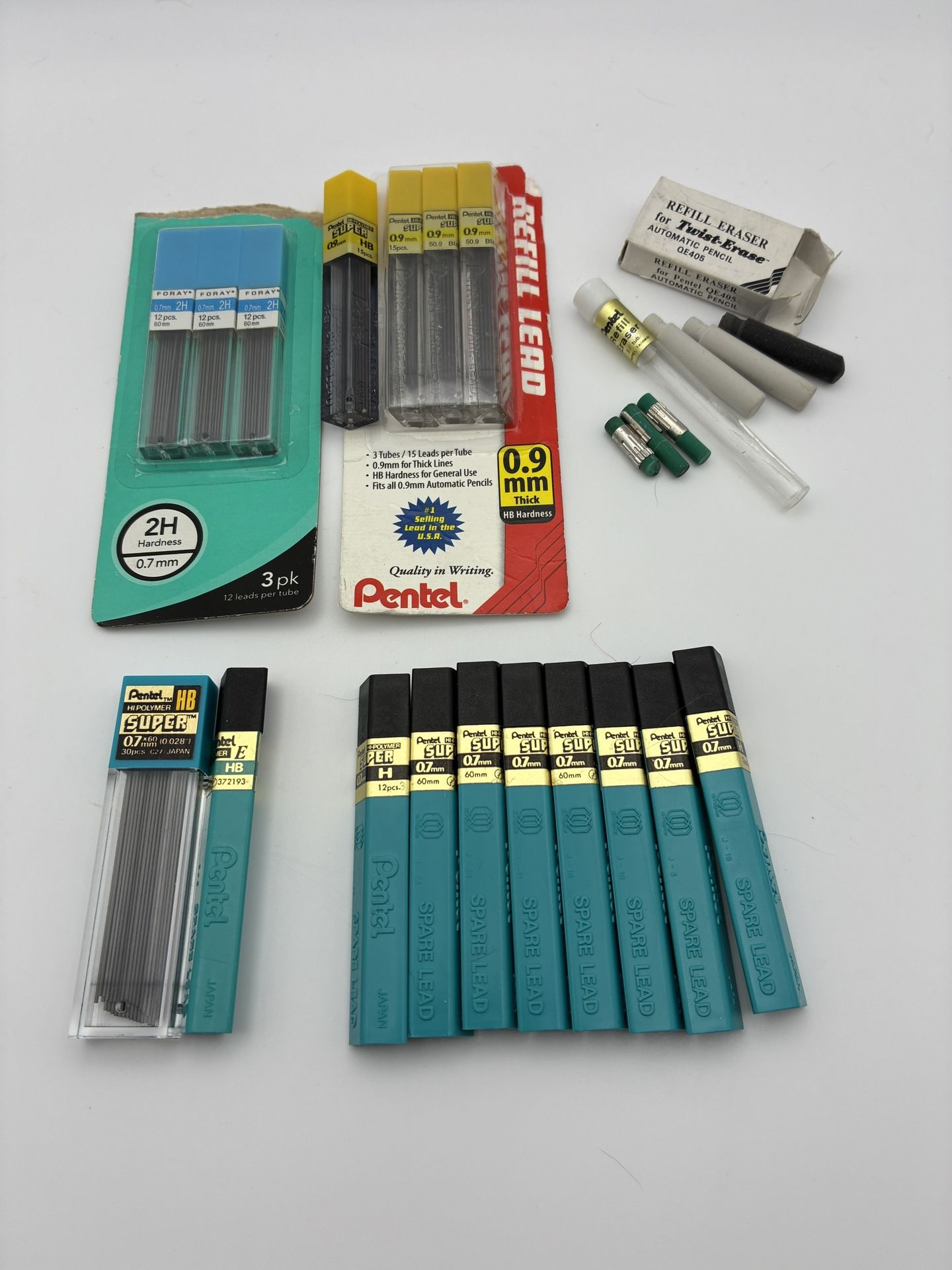 Mechanical Pencil Lead & Eraser Refills Mixed Lot .7mm .9mm