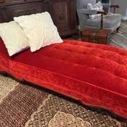 Antique Crushed Red Velvet Chaise