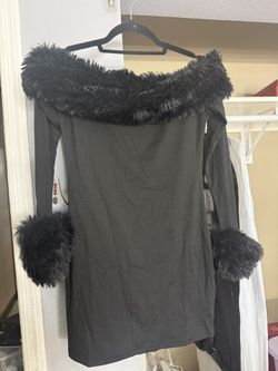 Women’s Faux Fur Long Sleeve Dress