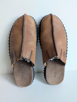 Polo Sport Ralph Lauren Men’s Brown Leather Slippers Size: Mens 9D