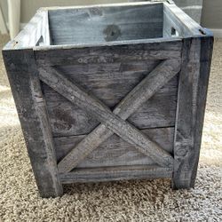 Farmhouse Gray  Barn House Rustic Plant Tree Holder Box 11” x 11” 