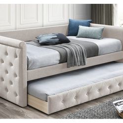 Beige Daybed With Trundle 