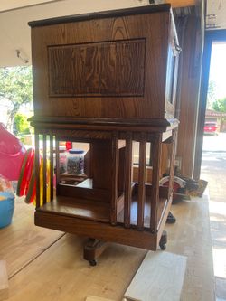 1900s Oak music or record cabinet
