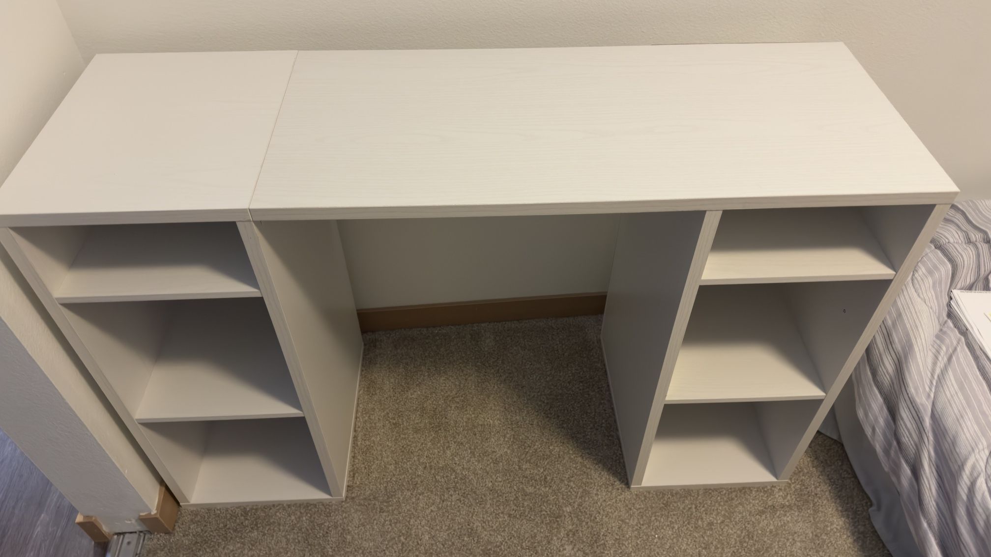 Modern White Desk with Storage Shelves