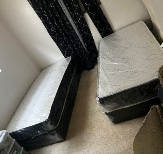 New TWIN SIZE MATTRESS WITH BOXSPRING SET COLCHONES NUEVOS INDIVIDUALES