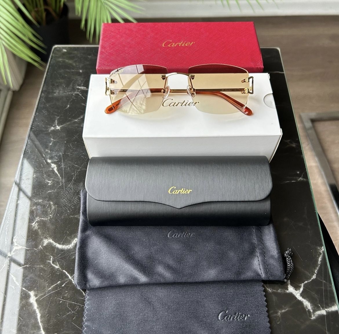 Cartier Brown Gold Big C Sunglasses