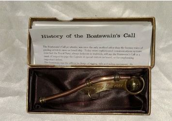 Vintage Brass & Copper Boatswain's  Whistle Navy Ball 1981 With History Card