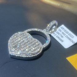 Diamond Heart Pendant Solid 10kt White Gold 