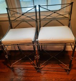Wroght Iron bar height chairs with cushions (set 2) $85