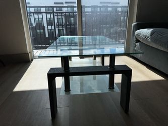 Glass Top Coffee Table with Lower Shelf
