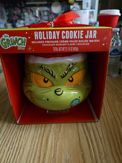 Holiday cookie jar. The Grinch