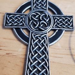 Vintage Set. Celtic Cross Pendant And Earrings With Hoop/4 Balls Hanging 