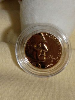 2005 D 24KT GOLD PLATED AMERICAN BISON WESTWORLD JOURNEY NICKEL W/ DISPLAY CARD