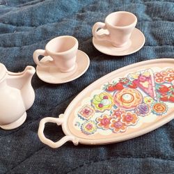 Vintage Barbie’s Tea Set And Dessert Tray