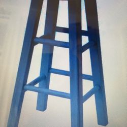 Rustic Light Blue And Walnut Counter Stool 24 In High 