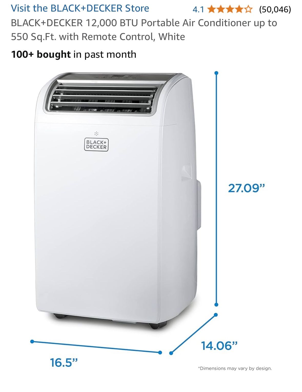 Black Decker Portable Heater/Ac/Dehumidifier