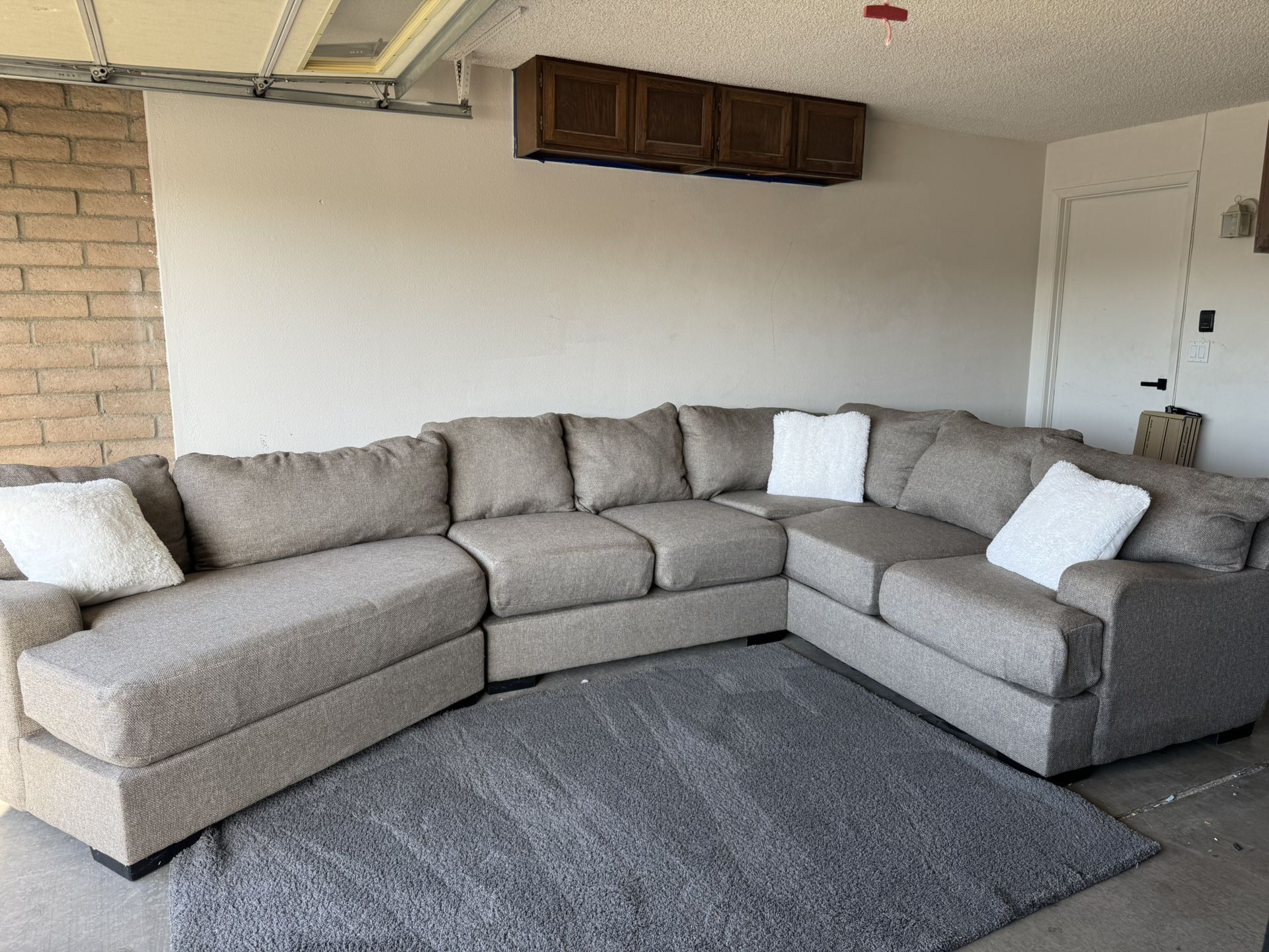 Taupe Sectional Sofa With Cuddler Wedge