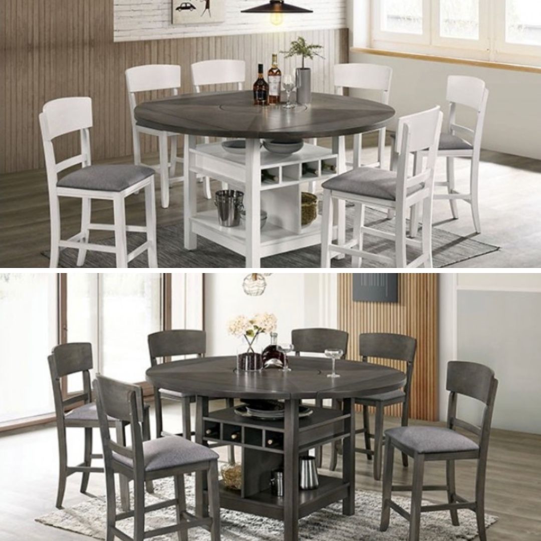 White And Gray Dining Table Set