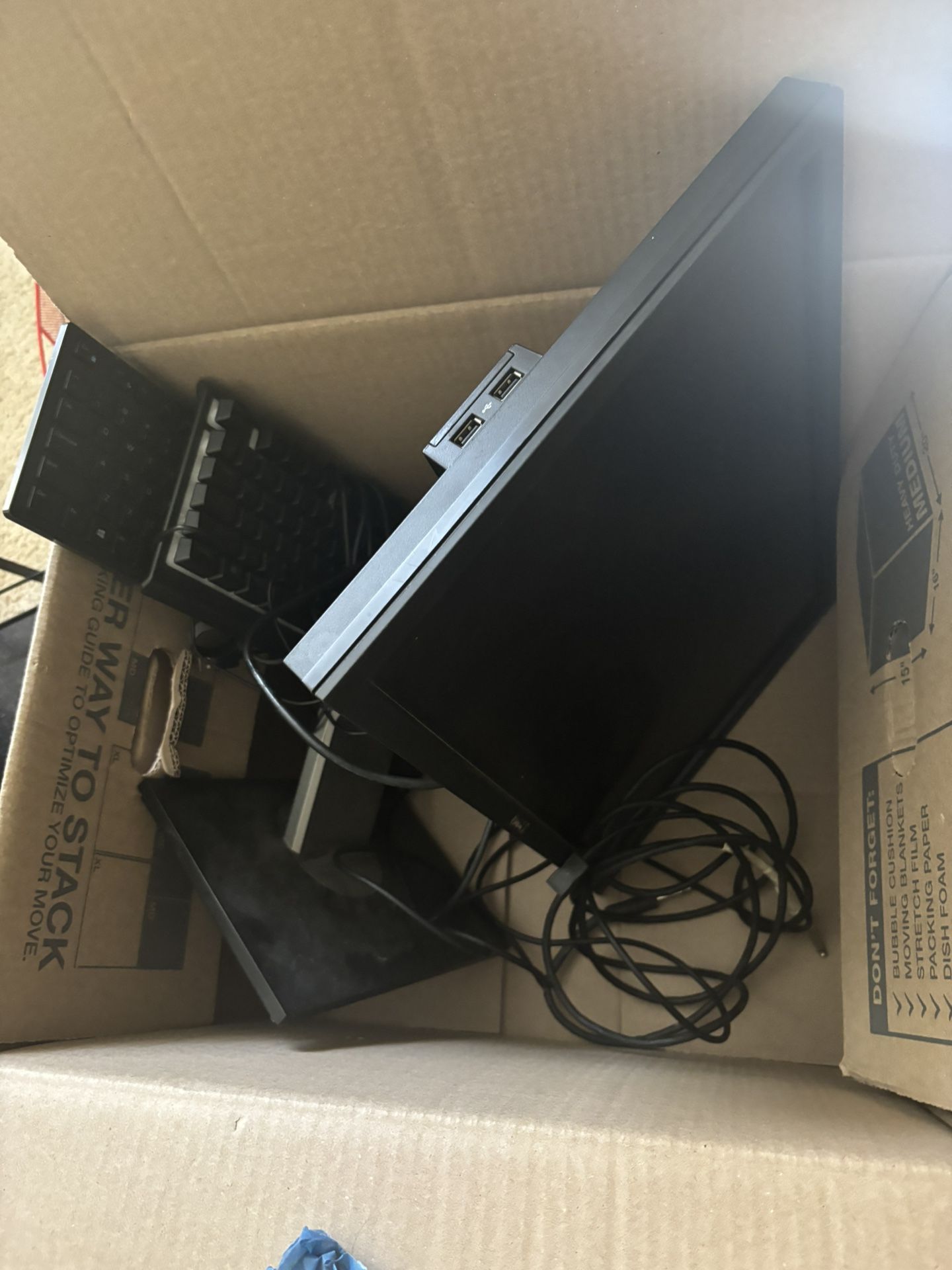 Two Dell Monitors, Two Keyboards, Mouse And Misc Cables (all Work) 