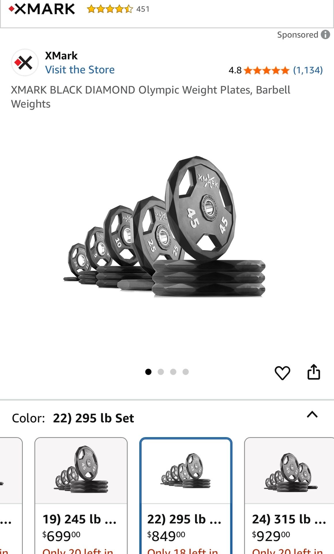 300 Lbs XMark Diamond Plates, Olympic bar & Ez Curl Bar