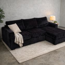 Black L-Shape Sectional Sofa – In Stock (93311) – Delivery Available