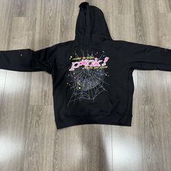 Black “PINK” Sp5der Hoodie Black Large