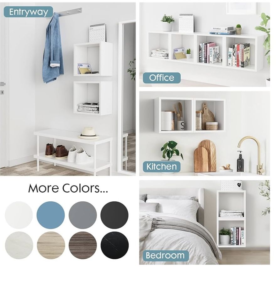 Kaboon Square Cube Shelf Set 2, White Brand In Box