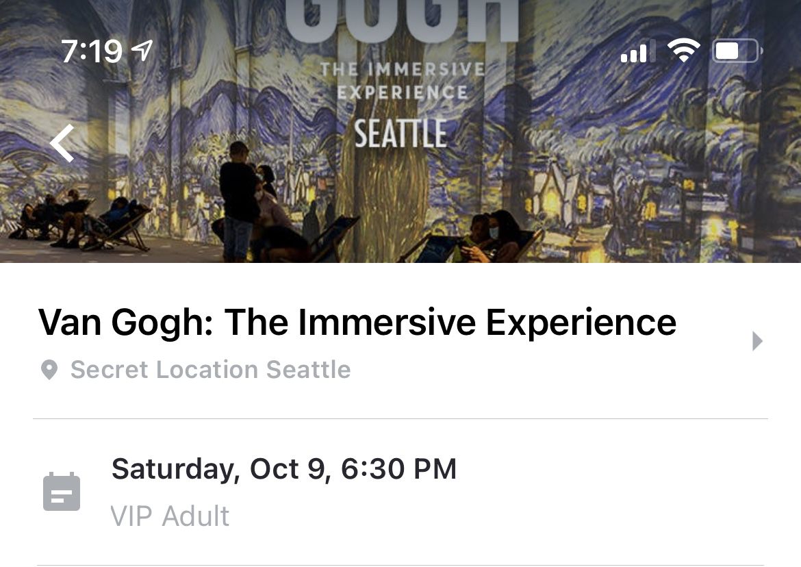 Van Gogh Immersive Experience - 2 VIP Tickets Saturday Oct 9 6:30pm