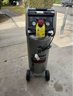 Husky 27 Gal.165 PSI Vertical Electric Oil-Free Quiet Auto/Workshop Air Compressor with Dual Gauges