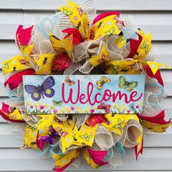 Butterfly Summer Welcome Wreath