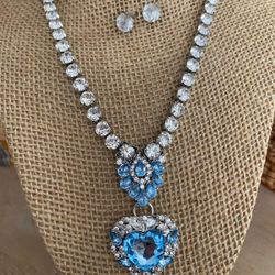 Juego Collar Aretes Stainless Piedras Joyería Antigua 