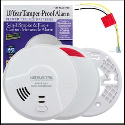 NEW IN BOX - USI 3-in-1 Battery Hardwired - Smoke, Fire & Carbon Monoxide Smart Alarm Sealed